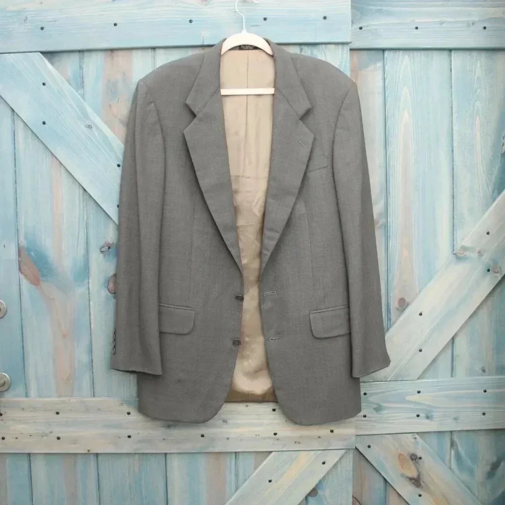 Vintage Oscar de la Renta Size 39L Suit Jacket Blazer Gray